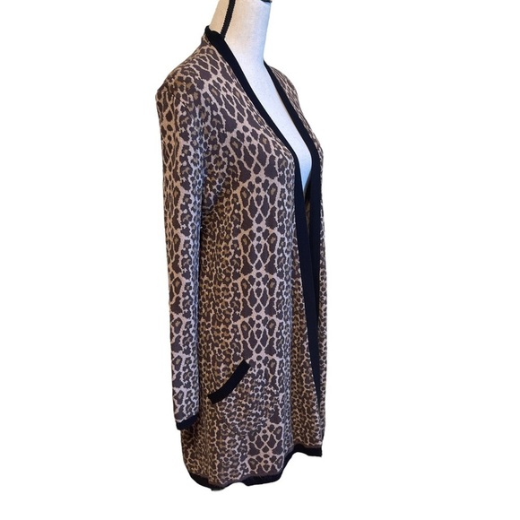 Soft Surroundings Knit Leopard Print Duster Cardigan Sweater Casual Medium - Picture 5 of 8